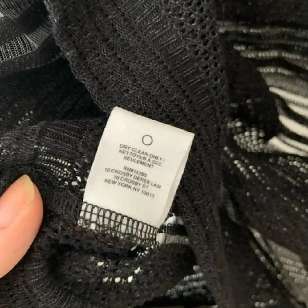 Derek Lam sheer striped black blouse long sleeves